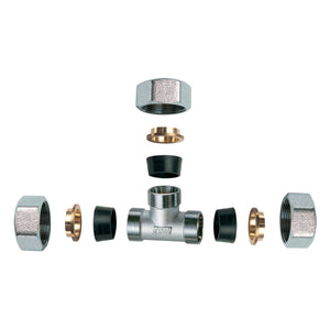 RACCORDO CROMATO A T CON 3 MONOCONI IN GOMMA PER RAME- 1/2 x 18- FAR- pezzi 1