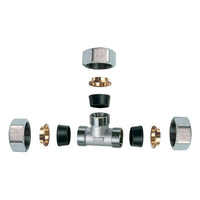 RACCORDO CROMATO A T CON 3 MONOCONI IN GOMMA PER RAME- 3/4 x 22- FAR- pezzi 1