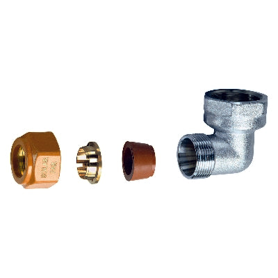 GOMITO FEMMINA COMPLETO DI KIT DI TENUTA PER IMPIANTI SOLARI- 3/4 - Diam. 18- FAR- pezzi 1