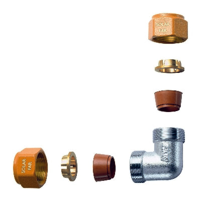 GOMITO DOPPIO COMPLETO DI KIT DI TENUTA PER IMPIANTI SOLARI- Diam. 16- FAR- pezzi 1