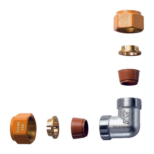 GOMITO DOPPIO COMPLETO DI KIT DI TENUTA PER IMPIANTI SOLARI- Diam. 22- FAR- pezzi 1