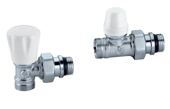 COPPIA VALVOLE PER RADIATORI ATTACCHI A SQUADRA O-RING- 3/8 12 - Adatt. x Rame- CALEF- pezzi 1