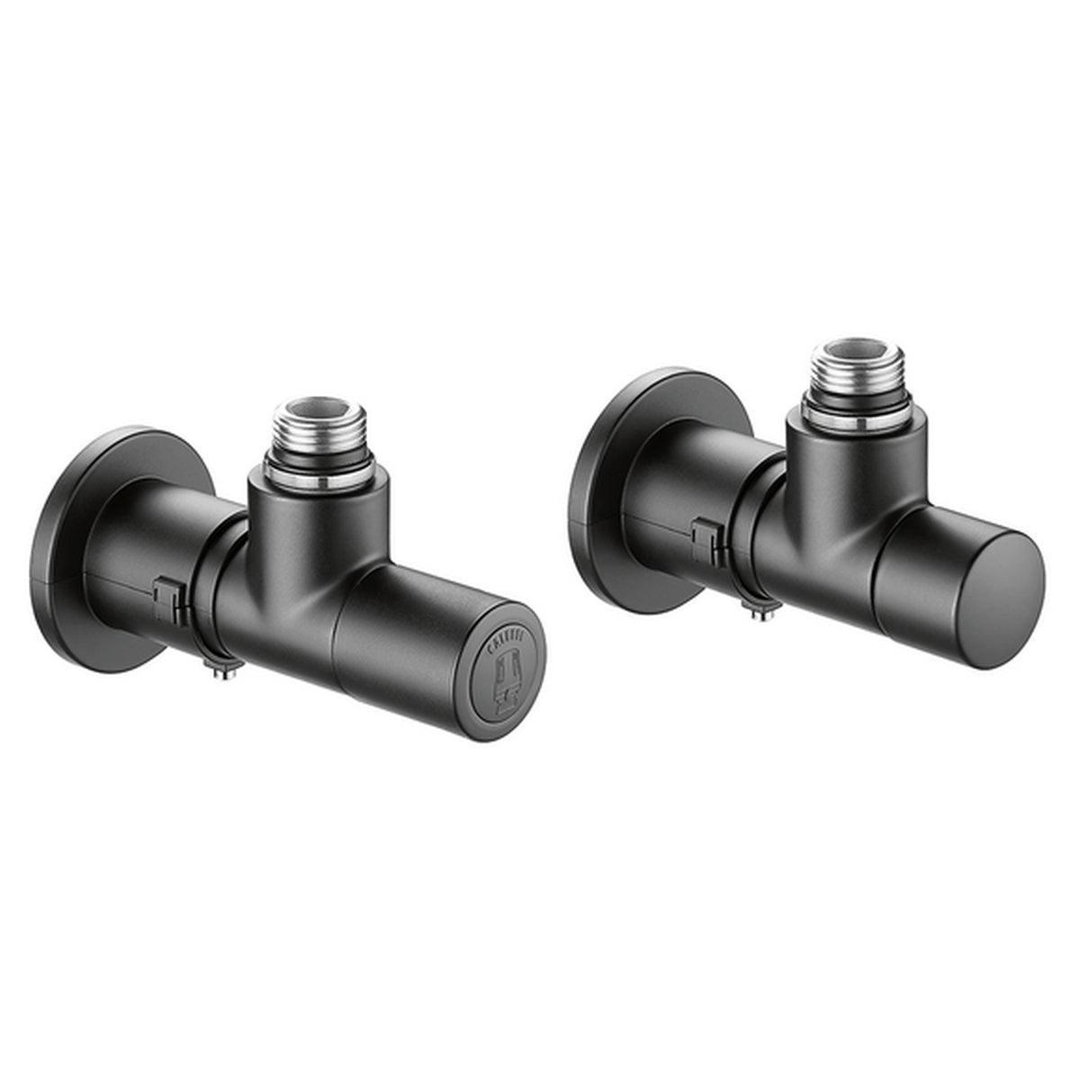 VALVOLA + DETENTORE A SQUADRA TERMOSTATIZZABILE NERA- 1/2 23 p. 1,5 Nero- CALEF- pezzi 1