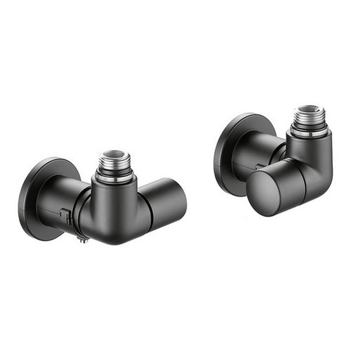 VALVOLA TERMOSTATIZZABILE + DETENTORE DOPPIA SQUADRA NERO VERSIONE SX- 1/2 23 p. 1,5 Nero- CALEF- pezzi 1