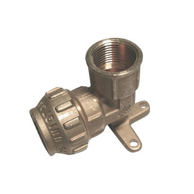 RACCORDO A GOMITO FEMMINA IN OTTONE CON FLANGIA- 3/4 x 25- TIEMM- pezzi 1