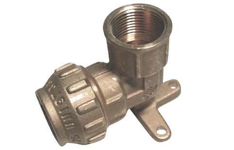 RACCORDO A GOMITO FEMMINA IN OTTONE CON FLANGIA- 3/4 x 25- TIEMM- pezzi 1