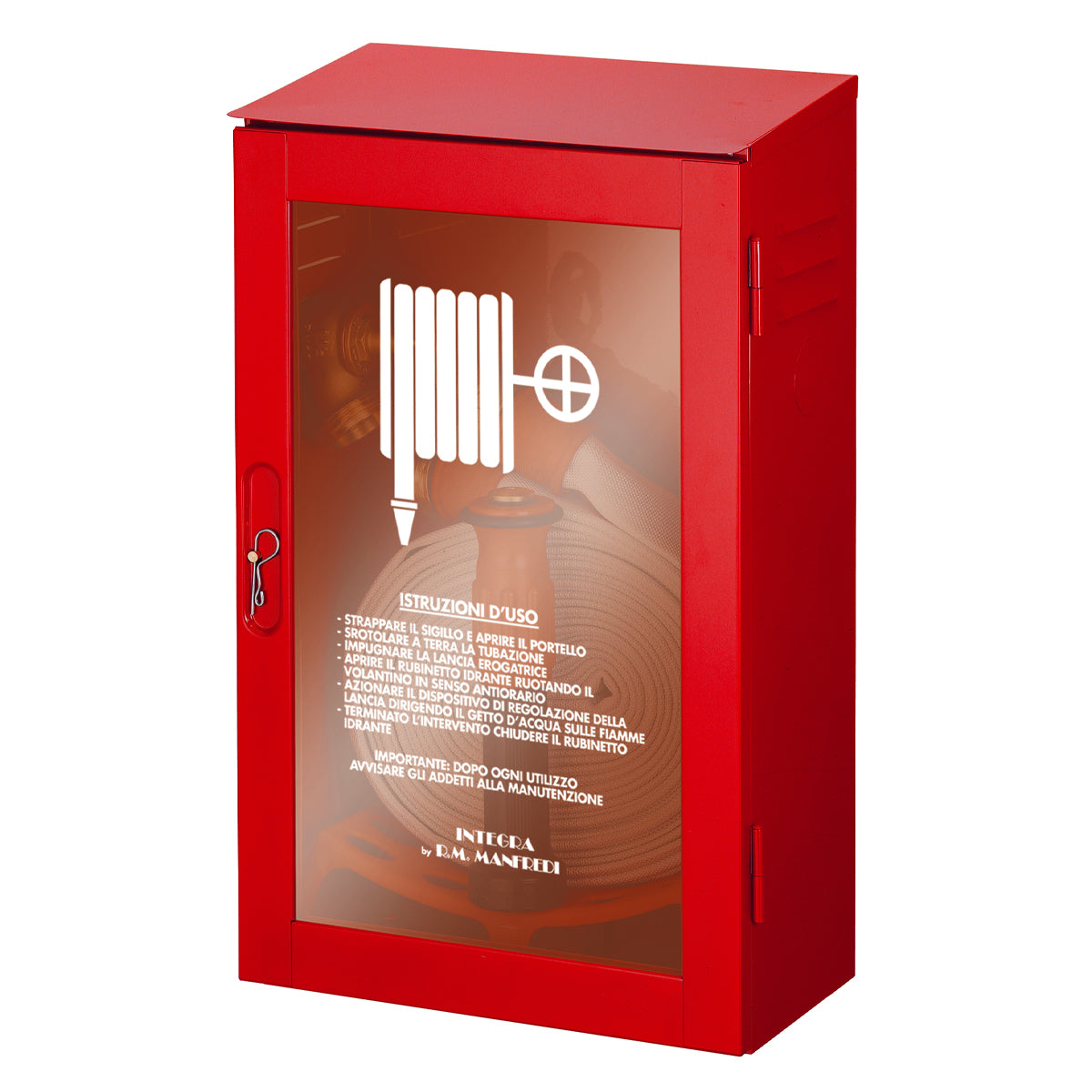 CASSETTA ANTINCENDIO DA ESTERNO DN 45 CON LANCIA 3 EFFETTI- mm. 580 x 370 x 200- MANFR- pezzi 1