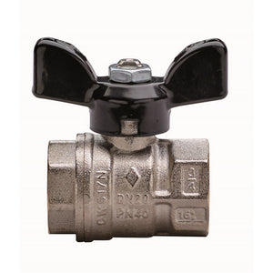 VALVOLA A SFERA A PASSAGGIO TOTALE FILETTATURA FF CON FARFALLA- 3/4  DN 20  PN 40- RB- pezzi 1