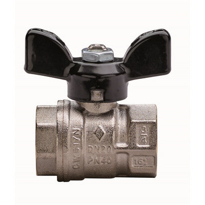VALVOLA A SFERA A PASSAGGIO TOTALE FILETTATURA FF CON FARFALLA- 1  DN 25  PN 40- RB- pezzi 1