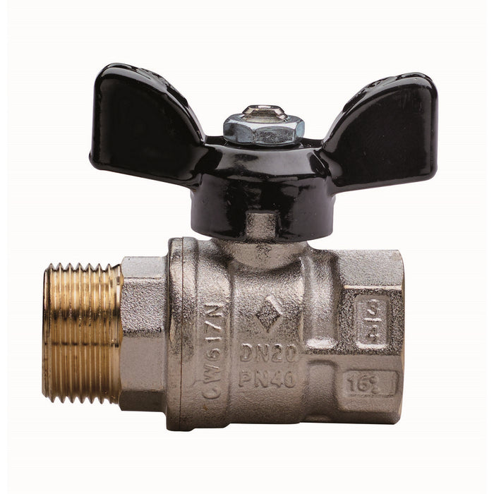 VALVOLA A SFERA A PASSAGGIO TOTALE FILETTATURA MF CON FARFALLA- 1/2  DN 15  PN 50- RB- pezzi 1
