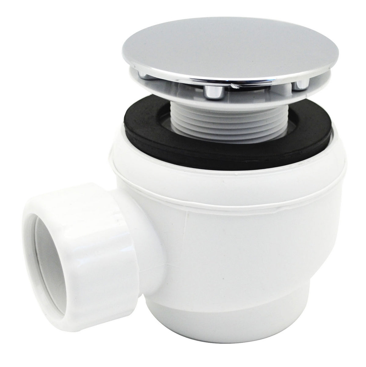 PILETTA SIFOIDE PER DOCCIA ATTACCO UNIVERSALE CROMATA PIASTRA ABS D.40- Diam. 60 foro piccolo- VALSI- pezzi 1