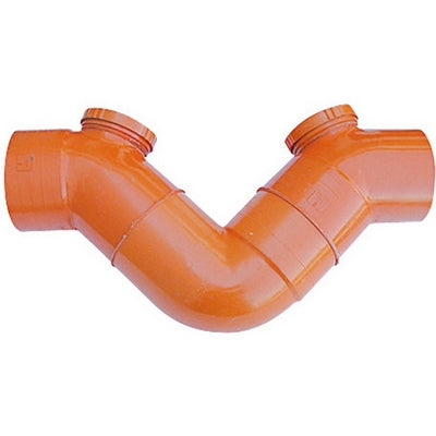 SIFONE ORIZZONTALE 2 TAPPI IN PVC ARANCIO- Diam. 140- ESCLU- pezzi 1
