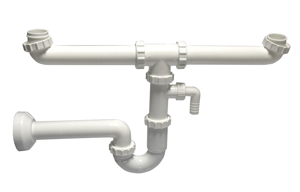 SIFONE PER LAVELLI A 2 VIE CON ATTACCO LAVATRICE- 1 1/2 Diam.40- DH- pezzi 1