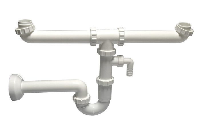 SIFONE PER LAVELLI A 2 VIE CON ATTACCO LAVATRICE- 1 1/2 Diam.40- DH- pezzi 1