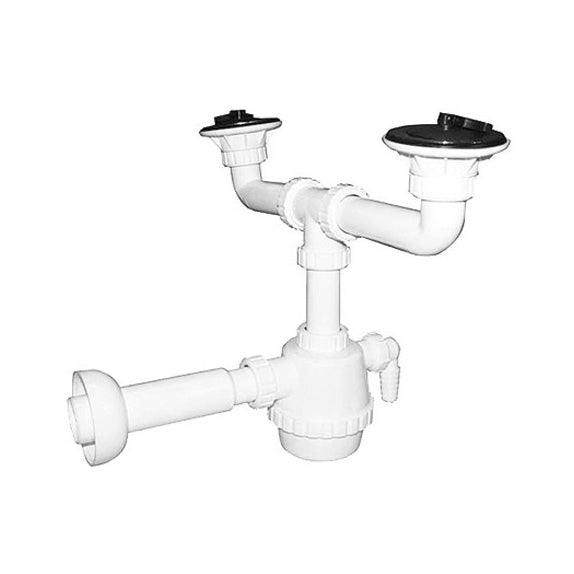 SIFONE PVC 2 VIE C / PILETTA E SCARICO LAVATRICE C/CANOTTO- 11/4- DH- pezzi 1