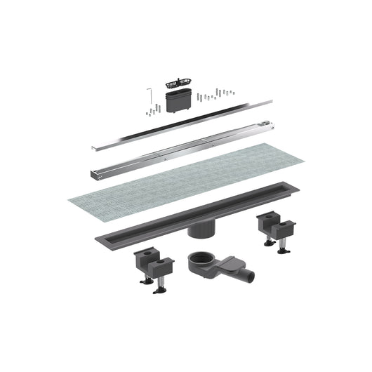 CANALETTA DOCCIA CANALISSIMA ALLUMINIO ORIZZONTALE KIT- L. 40 cm- BONOM- pezzi 1