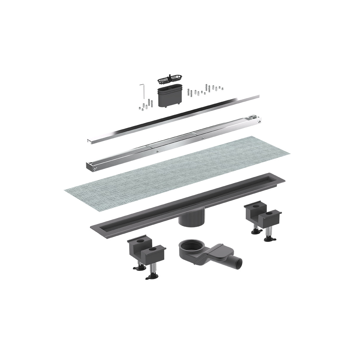 CANALETTA DOCCIA CANALISSIMA ALLUMINIO ORIZZONTALE KIT- L. 70 cm- BONOM- pezzi 1