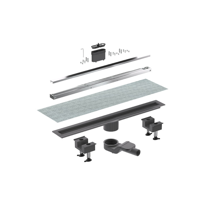 CANALETTA DOCCIA CANALISSIMA ALLUMINIO ORIZZONTALE KIT- L. 80 cm- BONOM- pezzi 1