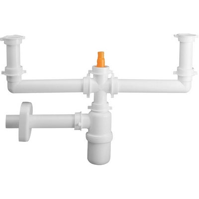 SIFONE A BOTTIGLIA PER LAVELLO 2V CON ATTACCO LAVASTOVIGLIE VERT- 2 vasche- LIRA- pezzi 1