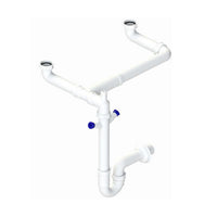 SIFONE AUTOPULENTE A 2 VIE E 2 ATTACCHI LAVASTOVIGLIE- Uscita DN40- DH- pezzi 1