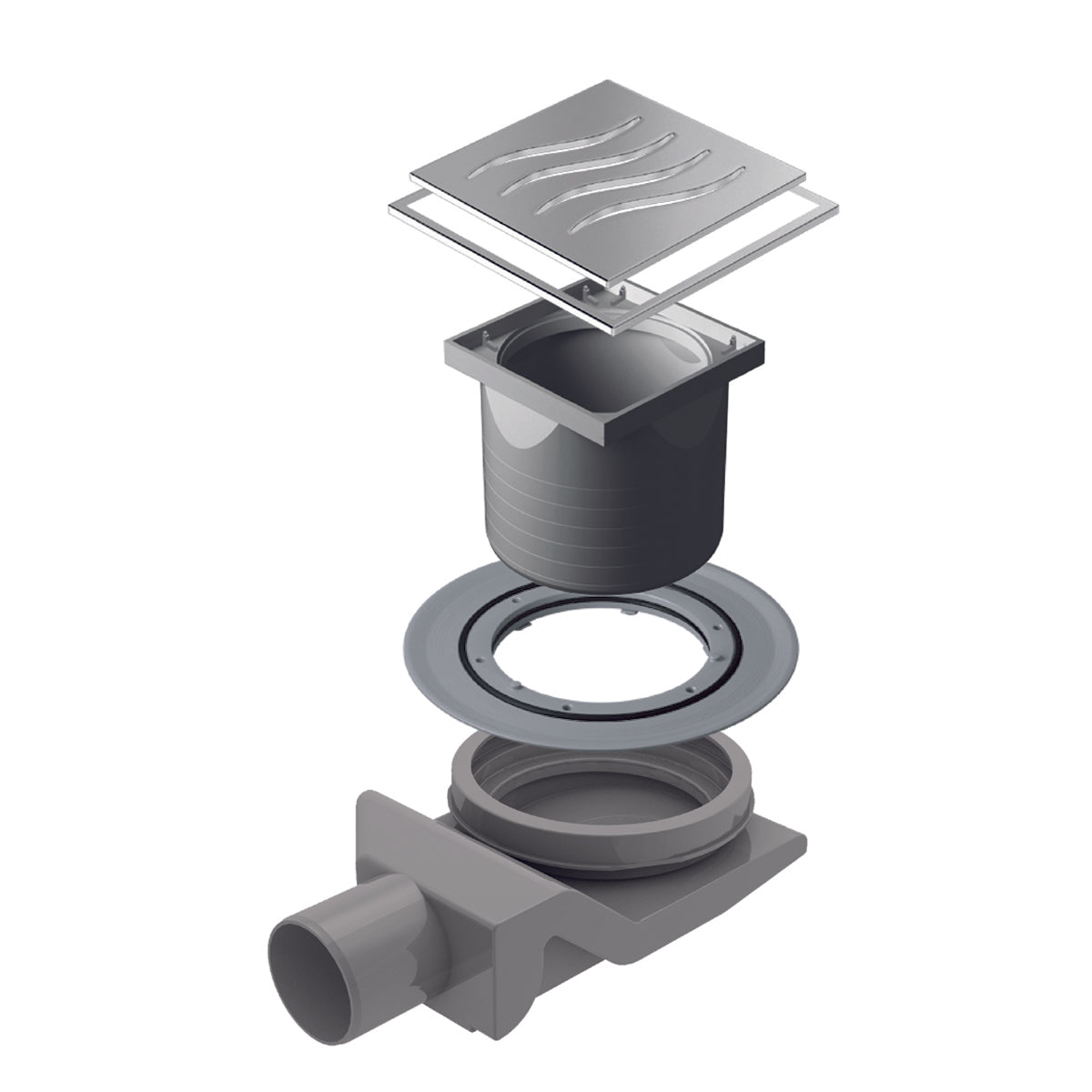 CANALINA SCARICO DOCCIA QUADRATA ONDA- 10x10- DH- pezzi 1