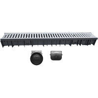 CANALE WAVEDRAIN CON GRIGLIA ACCIAIO ZINCATO + TESTATA E SCARICO D.110- 1000 mm- DH- pezzi 1