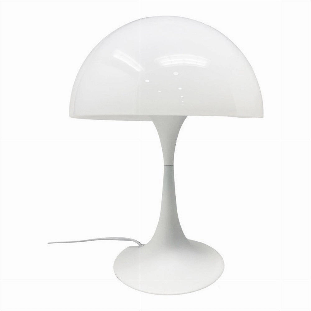 Trade Shop - Lume Moderno Bianco Abat Jour Attacco E27 Lampada Da Tavolo Scrivania Lumetto D12 -