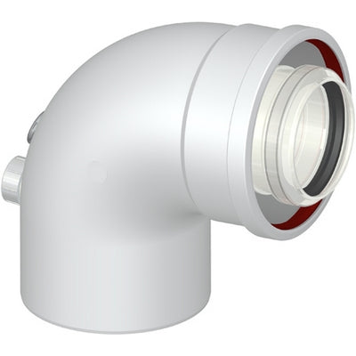 CURVA 87  ° COASSIALE M/F DN 60-100 CON PRESE ANALISI- Diam. 60/100- STABI- pezzi 1