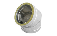 CURVA IN ACCIAIO INOX 316L A 45  ° DOPPIA PARETE- D. Int. 130 - D. Est. 180- DK- pezzi 1