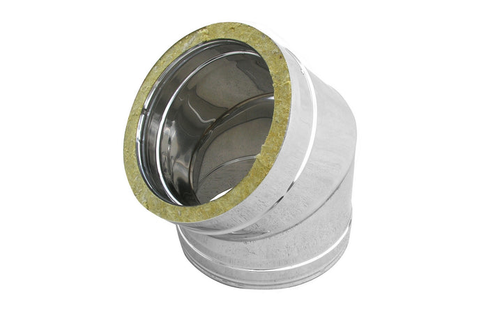 CURVA IN ACCIAIO INOX 316L A 45  ° DOPPIA PARETE- D. Int. 150 - D. Est. 200- DK- pezzi 1