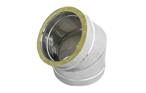 CURVA IN ACCIAIO INOX 316L A 45  ° DOPPIA PARETE- D. Int. 250 - D. Est. 300- DK- pezzi 1