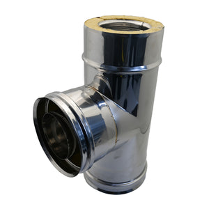 TEE IN ACCIAIO INOX 316L A 90  ° DOPPIA PARETE- D. Int. 130 - D. Est. 180- DK- pezzi 1