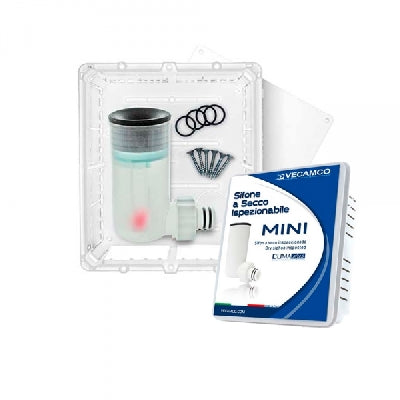 KIT SIFONE A SECCO CON SCARICO ORIZZONTALE MINI- mm 154 x 174 x 58- VECAM- pezzi 1