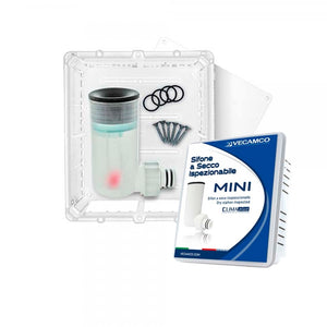 KIT SIFONE A SECCO CON SCARICO ORIZZONTALE MINI- mm 154 x 174 x 58- VECAM- pezzi 1
