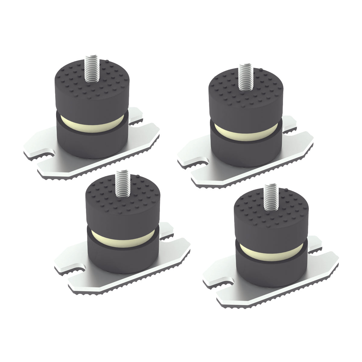 4 PZ ANTIVIBRANTI A PAVIMENTO CON PIASTRA- HxL 40x40 mm  M8x22- DC- pezzi 1