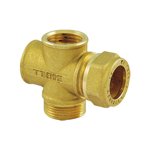 RACCORDO A CROCE PER TUBO RAME PER IMPIANTI SOLARI- 3/4 x 22- TIEMM- pezzi 1