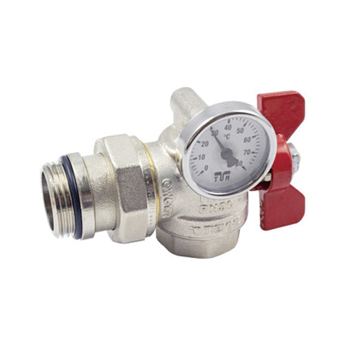VALVOLA A SFERA A SQUADRA CON TERMOMETRO- 1- TIEMM- pezzi 1