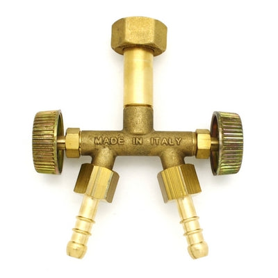 RACCORDO DUE USCITE CON RUBINETTO DI INTERCEZIONE PER BOMBOLA- senza- pezzi 1