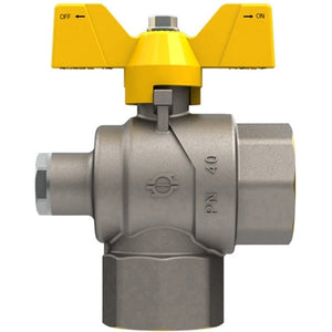 VALVOLA A SFERA GAS A SQUADRA FF CON FARFALLA E ATTACCO PRESSIONE- 1 x 1  DN 25- FIV- pezzi 1