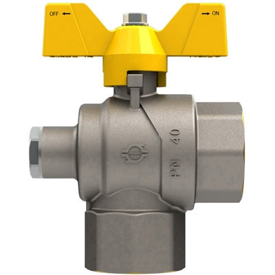 VALVOLA A SFERA GAS A SQUADRA FF CON FARFALLA E ATTACCO PRESSIONE- 1 x 1  DN 25- FIV- pezzi 1