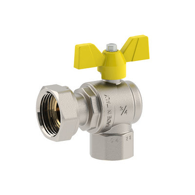 VALVOLA A SFERA PER GAS A SQUADRA FEMMINA-DADO GIREVOLE- 3/4F x 3/4D  DN 20- FIV- pezzi 1