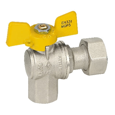 VALVOLA A SFERA GAS FEMMINA / DADO MOBILE- 1/2 x 3/4  DN 15- BUGAT- pezzi 1