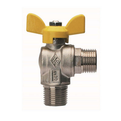 VALVOLA A SFERA PER GAS A SQUADRA, FIL. MASCHIO CON ATT. MASCHIO- 1/2 x 1/2  DN 15- RB- pezzi 1