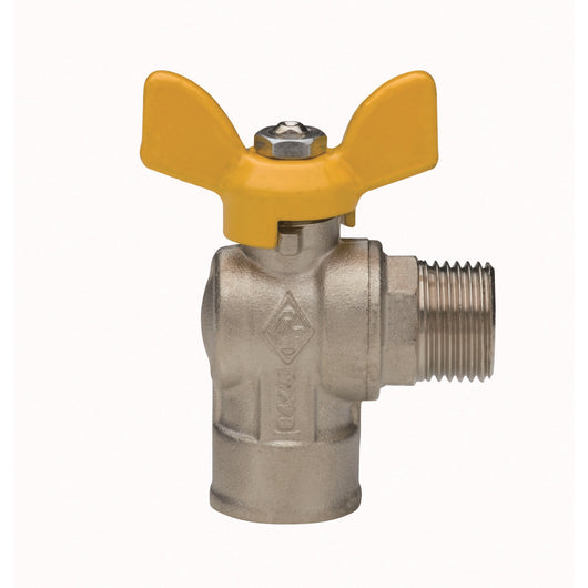 VALVOLA A SFERA PER GAS A SQUADRA FIL. FEMMINA ATT. MASCHIO- 1/2 x 1/2  DN 15- RB- pezzi 1