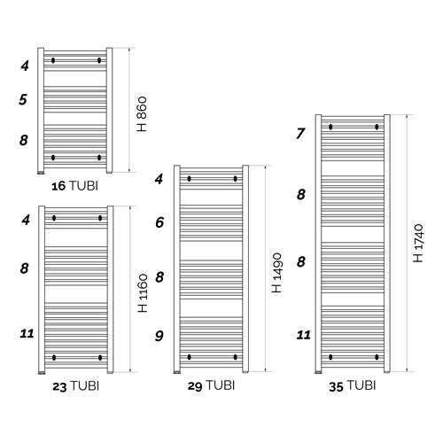 TERMOARREDO ALLUMINIO MOD. COOL 860- Bianco - Interasse cm. 45- FONDI- pezzi 1