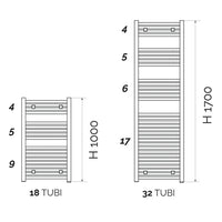 TERMOARREDO DESIGN CROMATO TUBI QUADRATI- H 1000  x  Int. 470 (mm)- ATON- pezzi 1