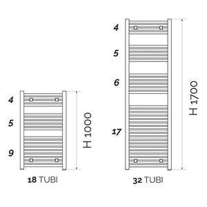 TERMOARREDO DESIGN CROMATO TUBI QUADRATI- H 1700  x  Int. 470 (mm)- ATON- pezzi 1