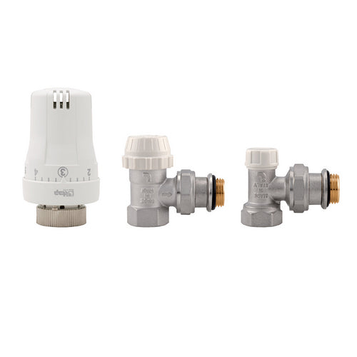 KIT VALVOLE TERMOSTATICHE AD ANGOLO FEMMINA- 3/8- ITAP- pezzi 1