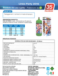 BOMBOLA ELIO CON PALLONCINI KIT PARTY- 1,7 L  - 35 palloncini- senza- pezzi 1