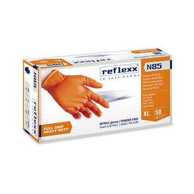 50 PZ GUANTI IN NITRILE FULL GRIP N85- Taglia L - Arancio- REFLE- pezzi 1